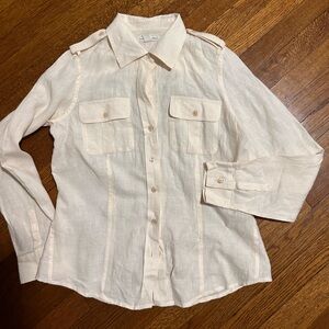Banana republic linen cream colored blouse size small
